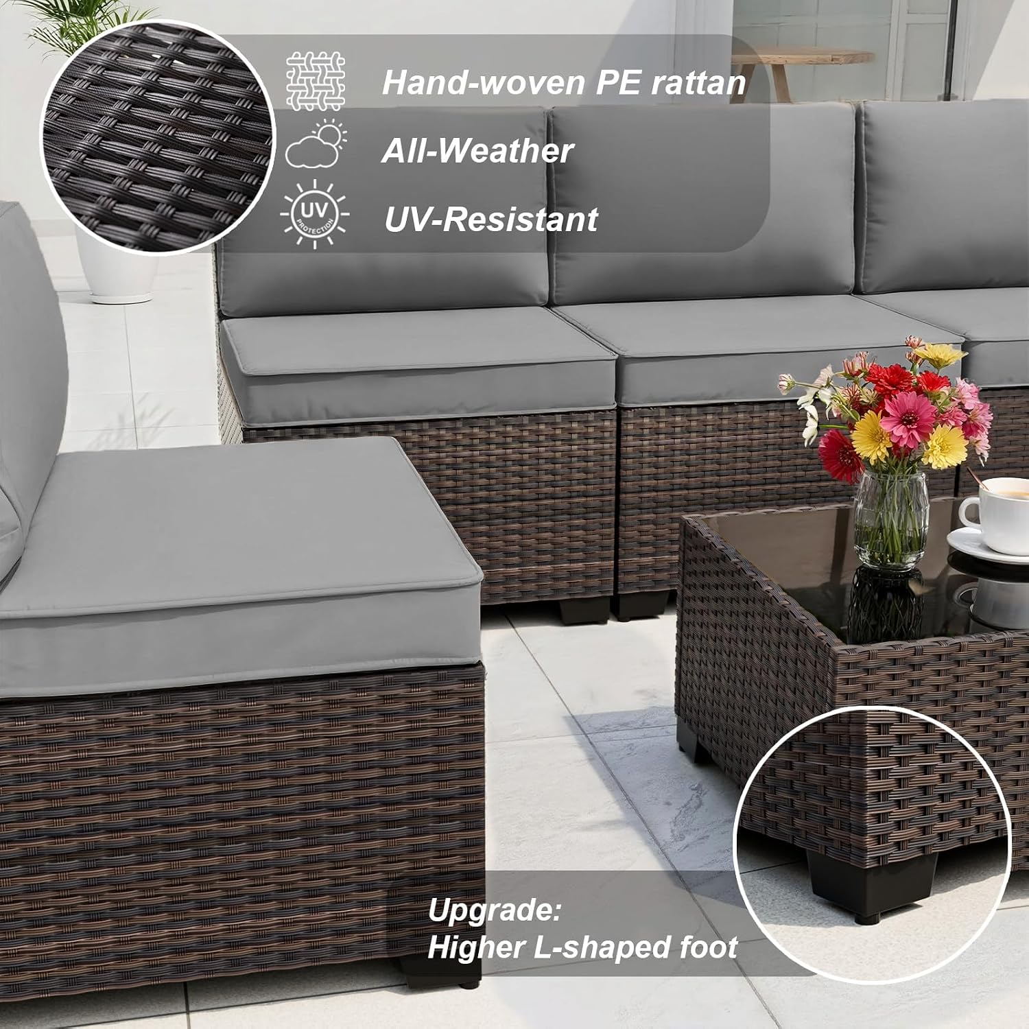 Outdoor Furniture With Fire Pit - Set Divano Sezionale da Esterno 10