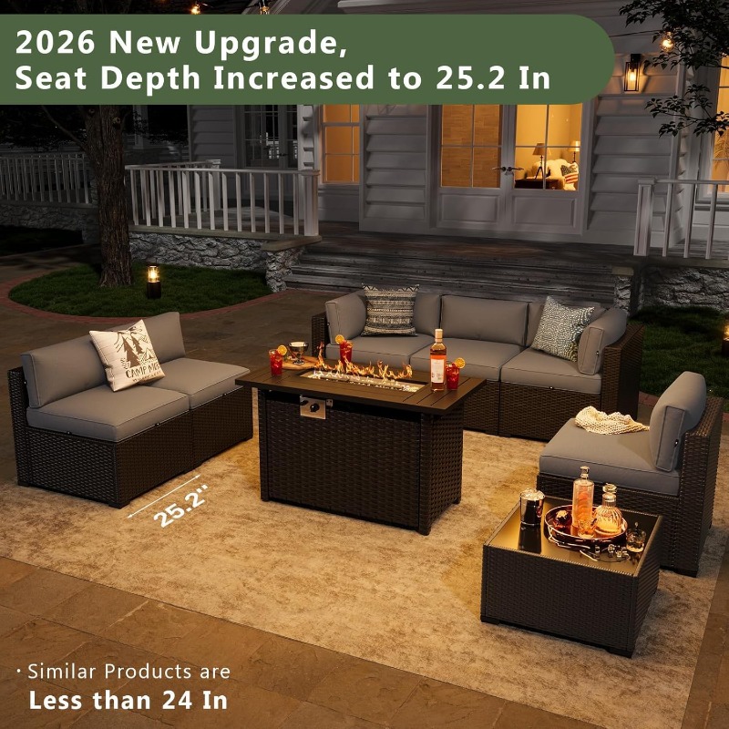 Outdoor Furniture With Fire Pit - Set di Mobili da Patio Aoxun