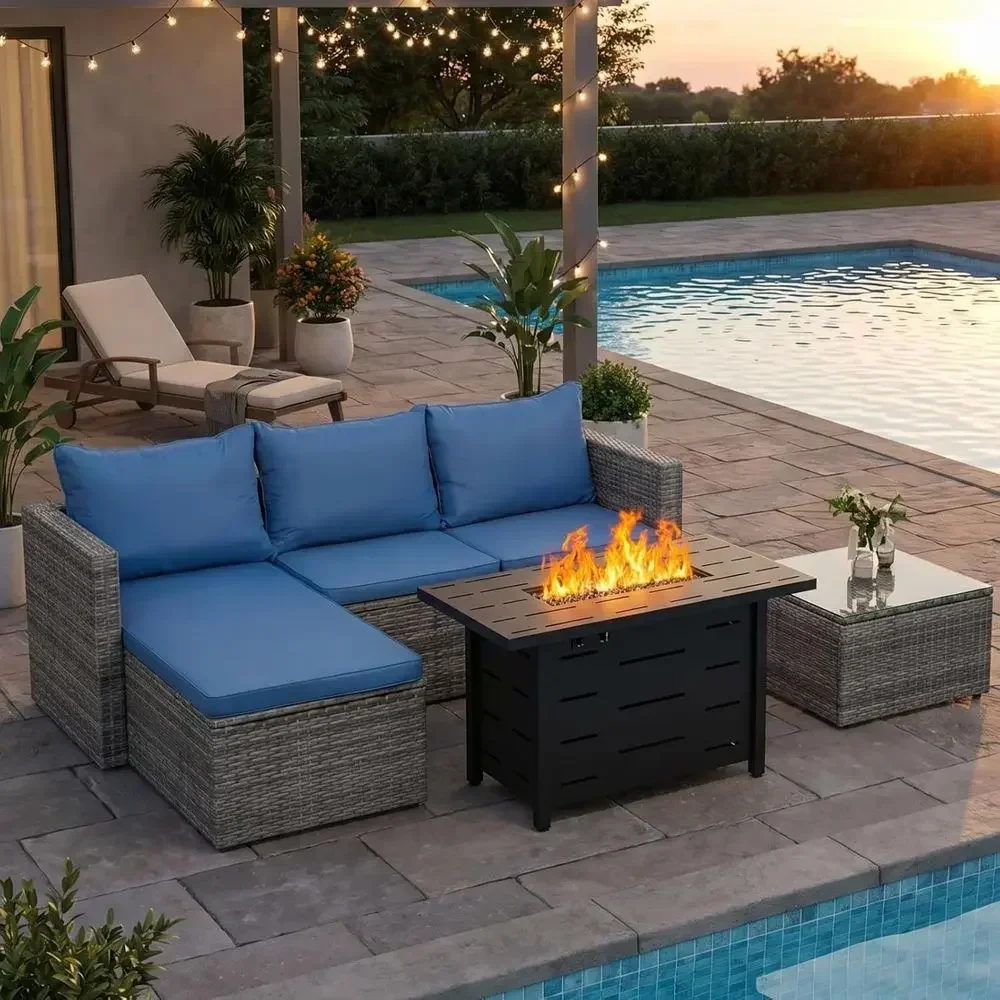 Outdoor Furniture With Fire Pit - Set di Mobili da Esterno in