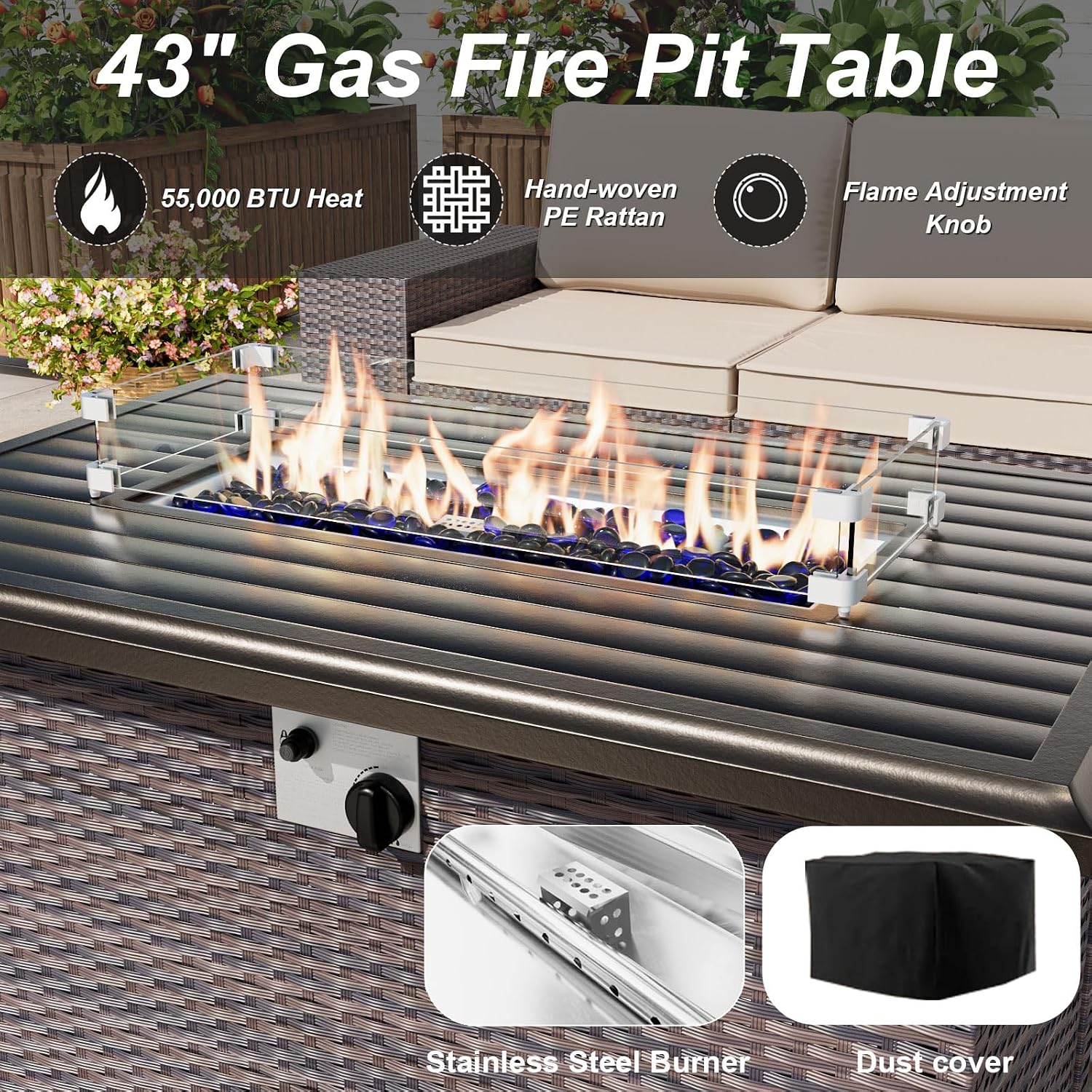 Set Divano Sezionale da Estern - Outdoor Furniture With Fire Pit recensione e prezzo