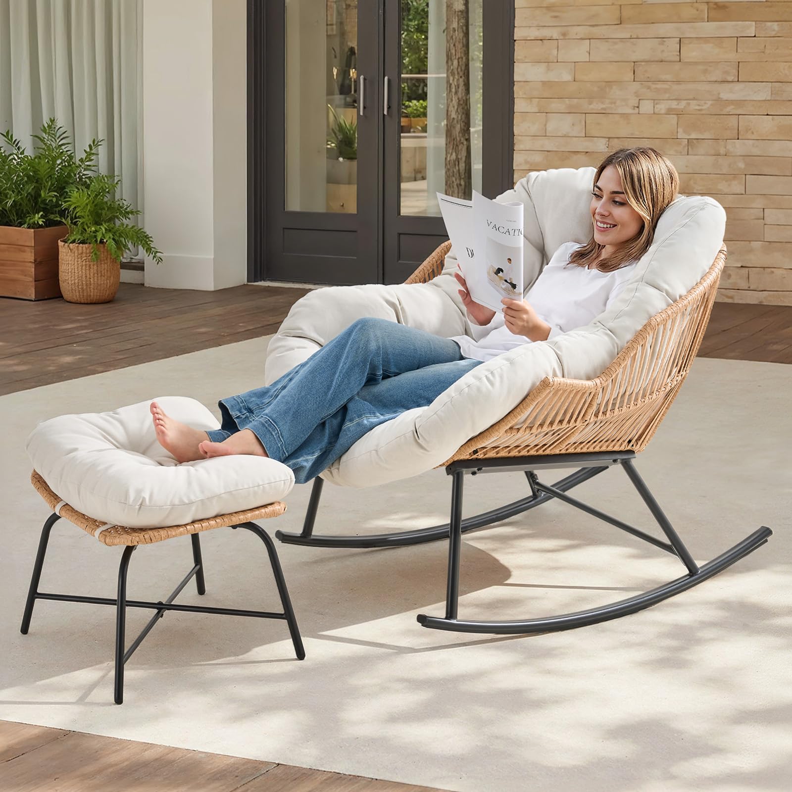 Sedia a dondolo Papasan in rat - Outdoor Furniture Egg Chair recensione e prezzo