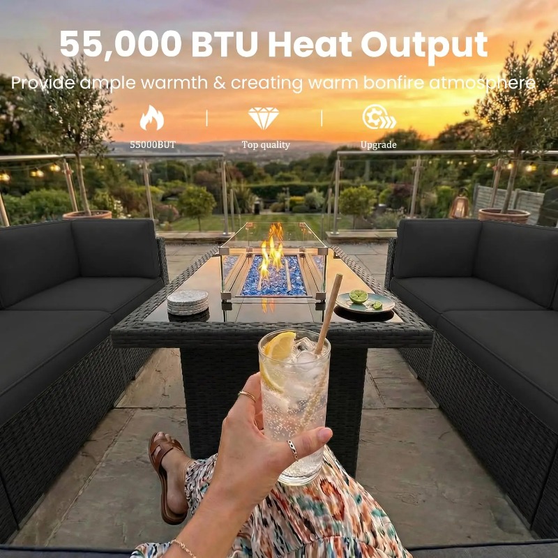 Set Divano Sezionale in Vimini - Outdoor Furniture With Fire Pit recensione e prezzo