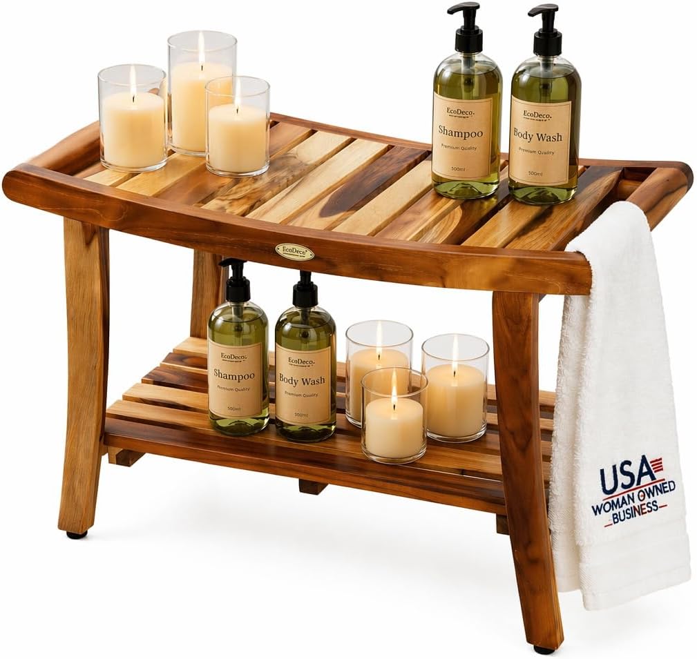 Panca doccia in teak con ripia - Outdoor Furniture Bench recensione e prezzo