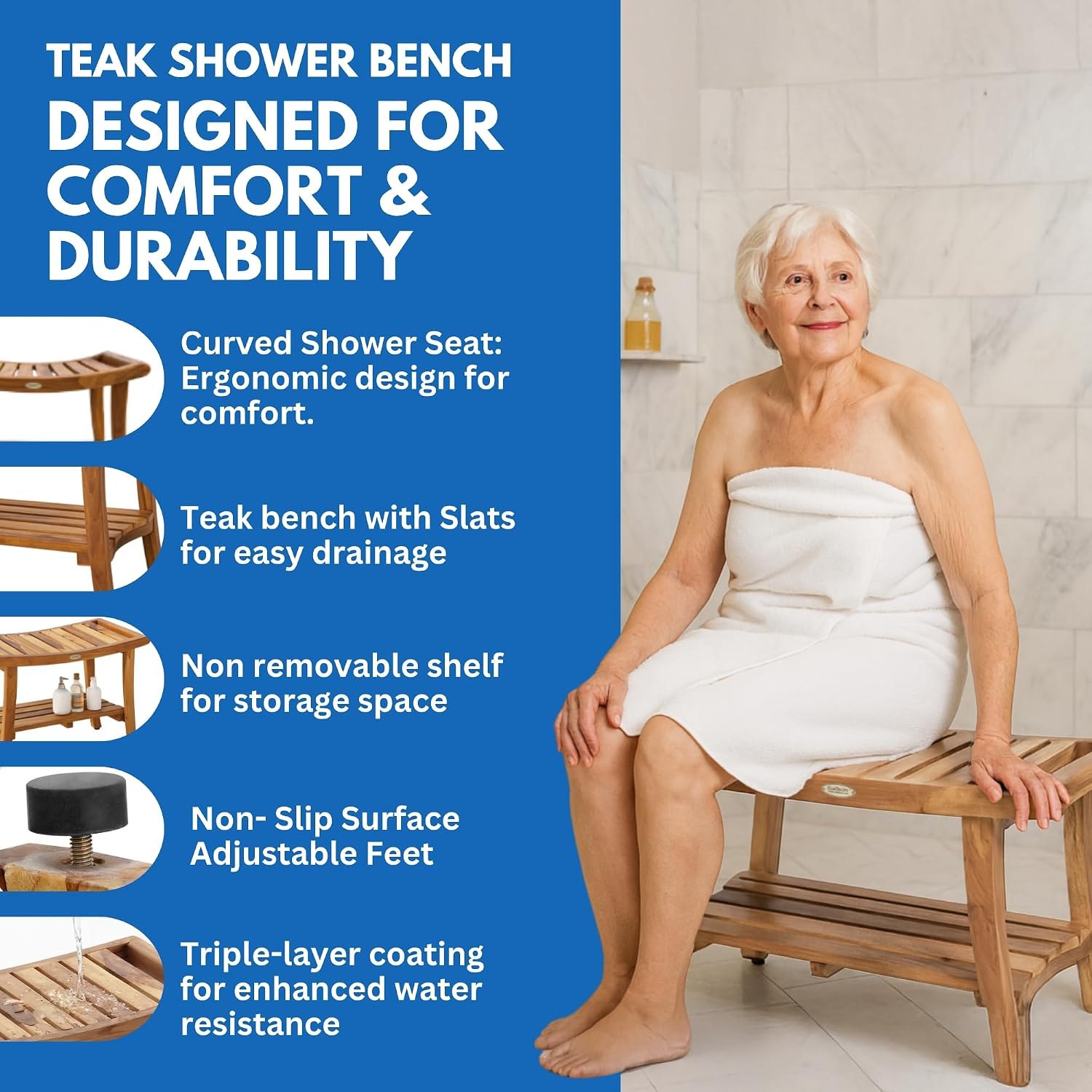 Panca doccia in teak con ripia - Outdoor Furniture Bench recensione e prezzo
