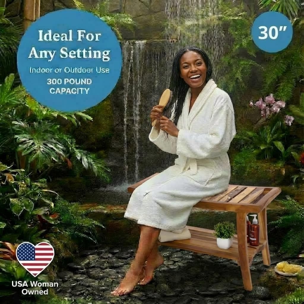 Panca doccia in teak con ripia - Outdoor Furniture Bench recensione e prezzo