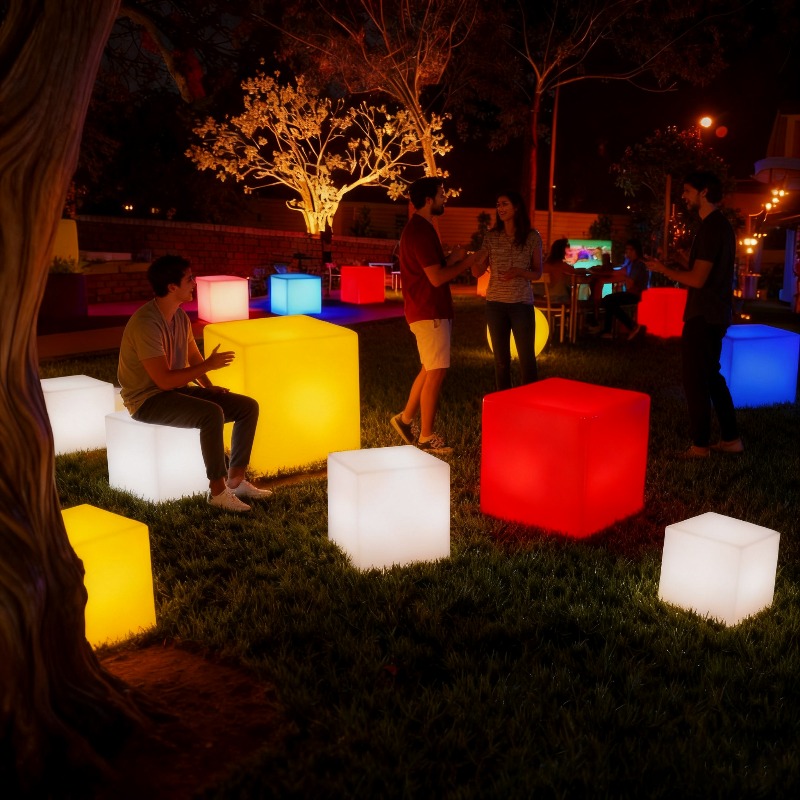 Tavolino a Cubo LED in PE Rici - Outdoor Furniture Recycled Plastic recensione e prezzo