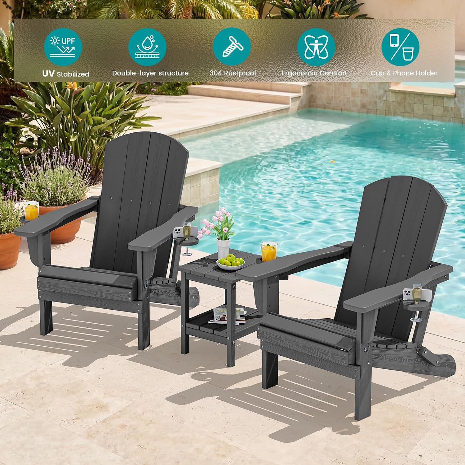 Set di Due Sedie Pieghevoli da - Outdoor Furniture With Fire Pit recensione e prezzo
