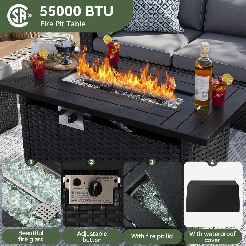 Set di Mobili da Patio Aoxun 8 - Outdoor Furniture With Fire Pit recensione e prezzo